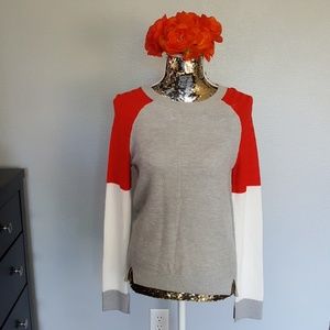 Trouve Red Gray White Colorblock Sweater